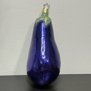 Vintage Old World Christmas Glass Eggplant Ornament Purple